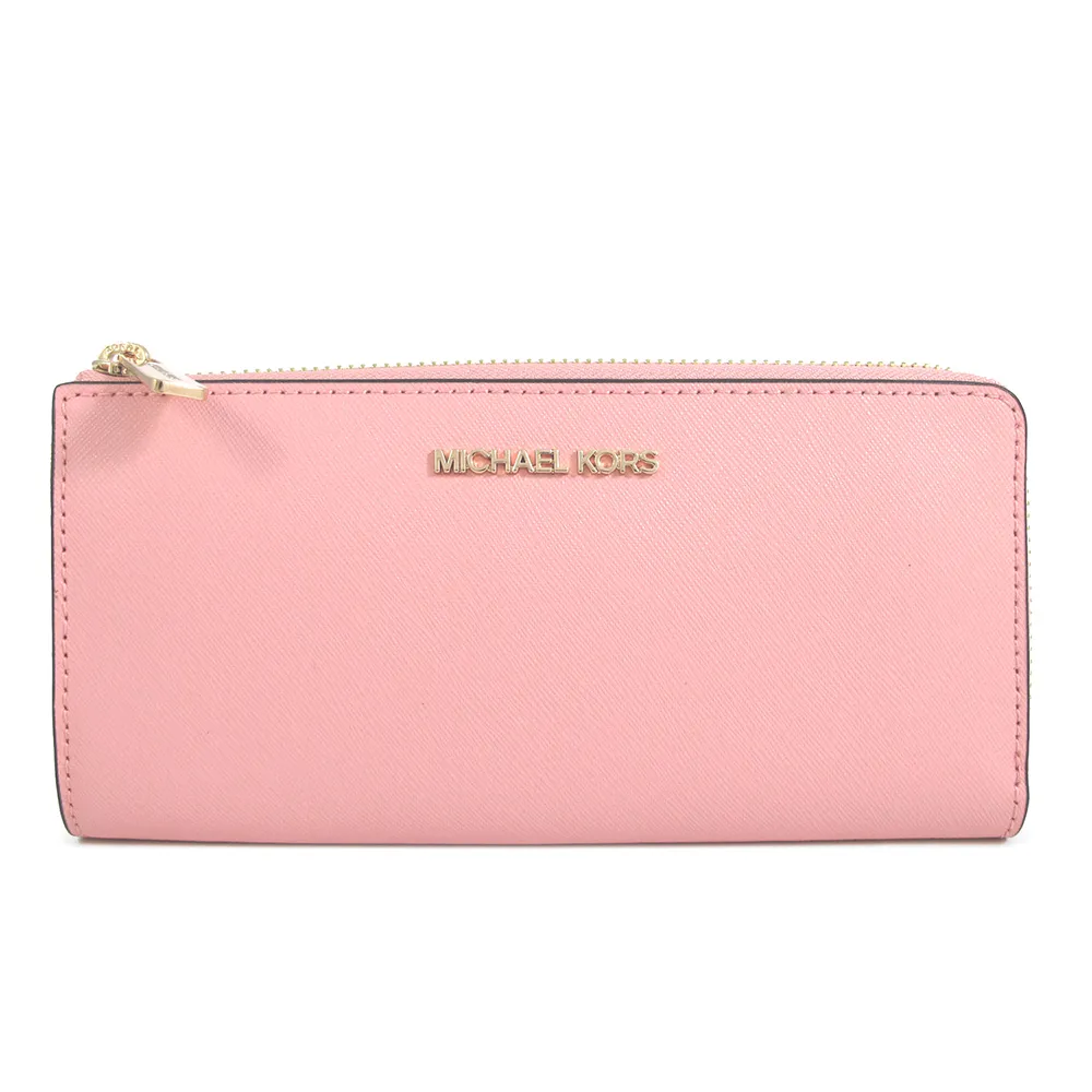 MICHAEL KORS JET SET TRAVEL 金字LOGO香草白色防刮滿版X馬鞍棕色皮革L型拉鍊長夾 歷史價格詳細信息