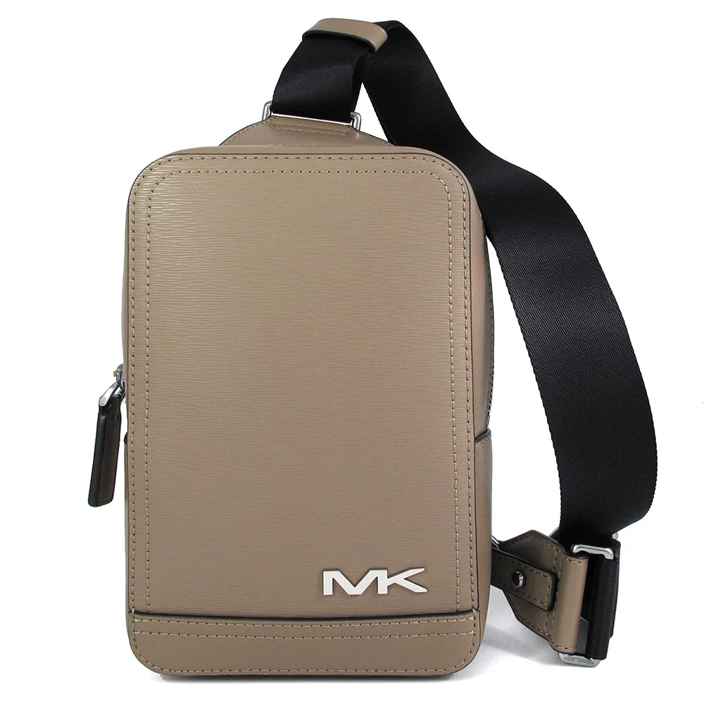 MICHAEL KORS COOPER 銀字MK馬鞍棕色鵝卵石紋皮革寬背帶雙層兩用包 歷史價格詳細信息