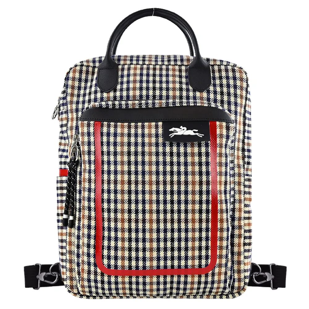 LONGCHAMP LE PLIAGE COLLECTION系列千鳥格紋帆布電腦後背包(海軍藍x白蘭地酒) 價格比較,價格查詢,歷史價格詳細信息