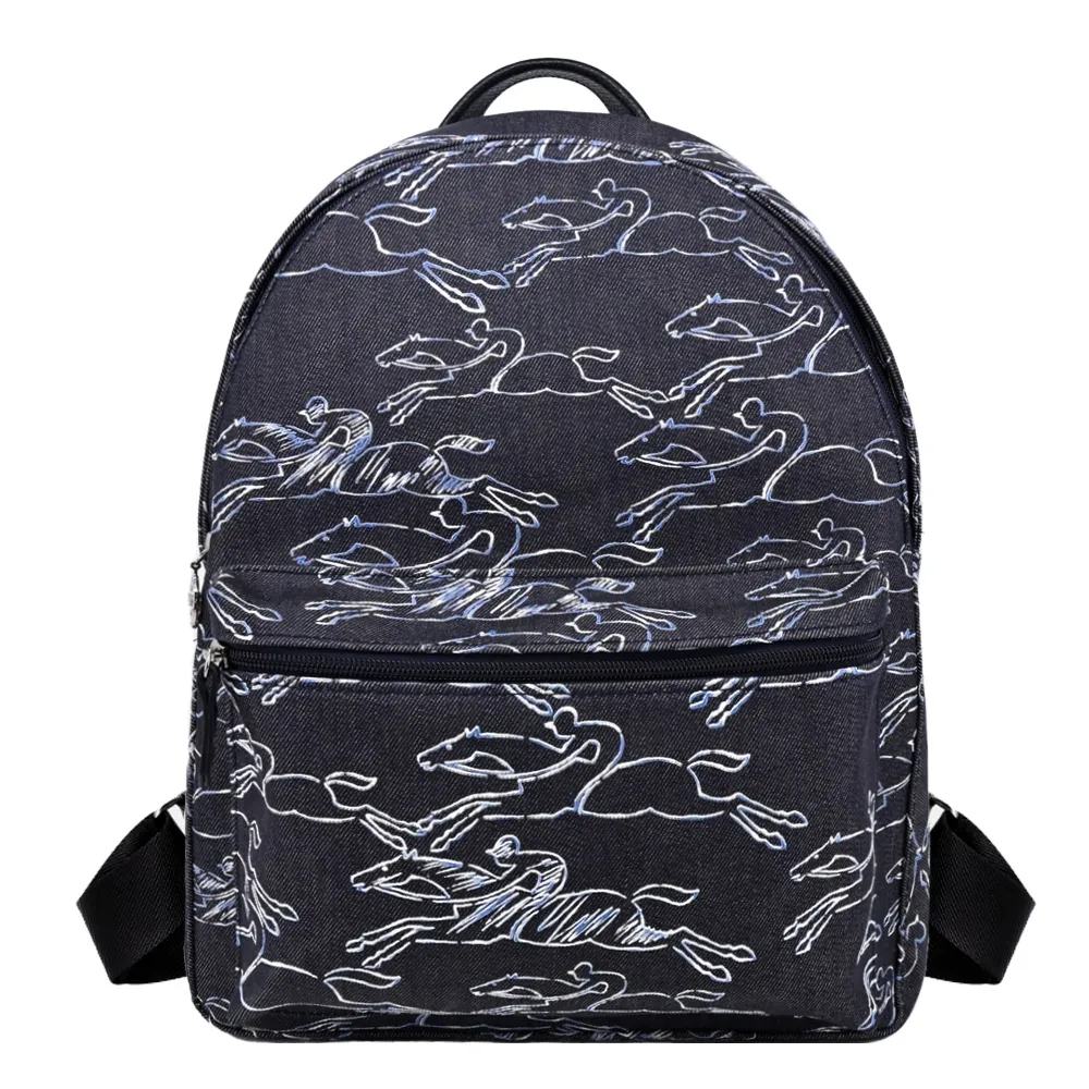 LONGCHAMP LE PLIAGE COLLECTION系列千鳥格紋帆布電腦後背包(海軍藍x白蘭地酒) 歷史價格詳細信息