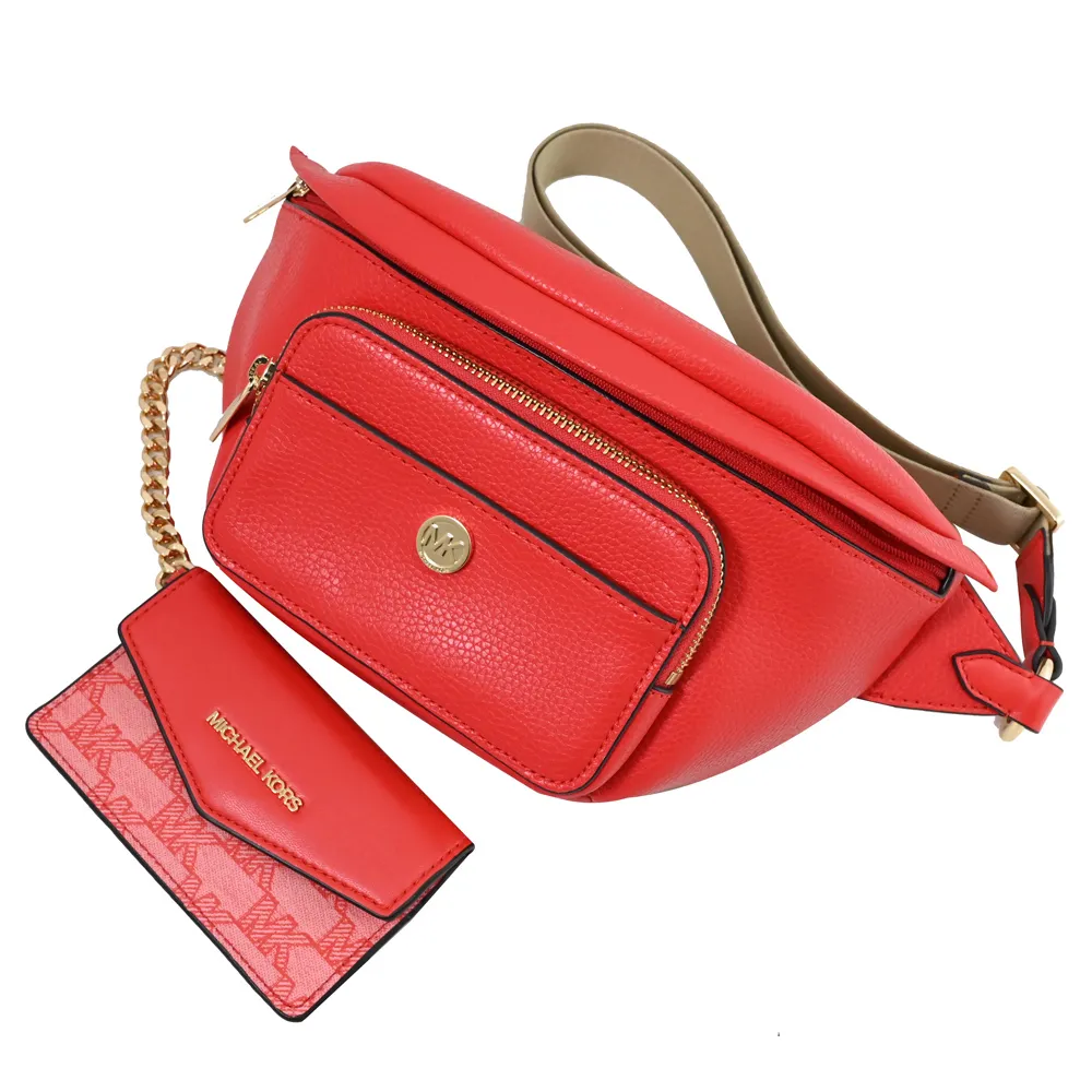 MICHAEL KORS MAISIE荔枝紋前口袋二合一腰包-大/黑 歷史價格詳細信息