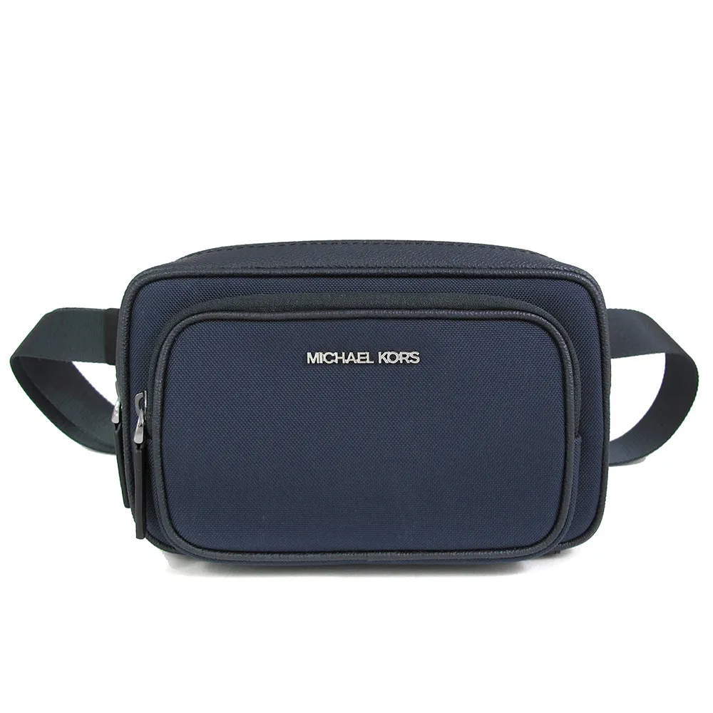 MICHAEL KORS COOPER 海軍藍色皮革條飾對開式短夾+皮革鎖圈禮盒 歷史價格詳細信息