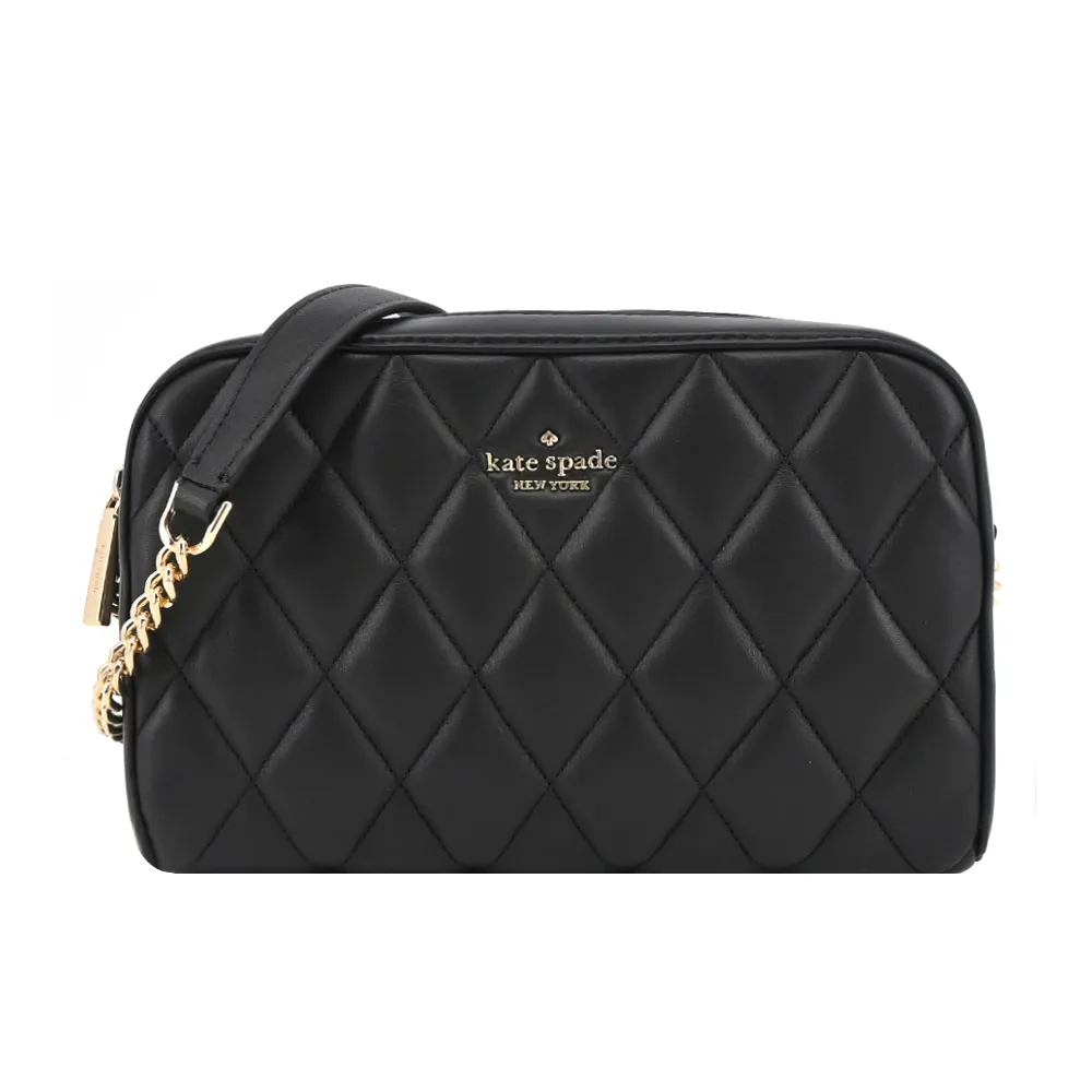 Kate Spade Carey菱格拼色壓釦斜背包-中/灰黑 歷史價格詳細信息