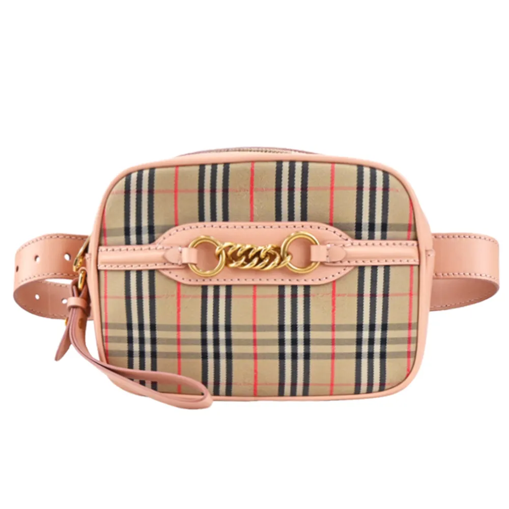 BURBERRY THE BABY BANNER HOUSE格紋皮革包(駝色) 80670511 歷史價格詳細信息