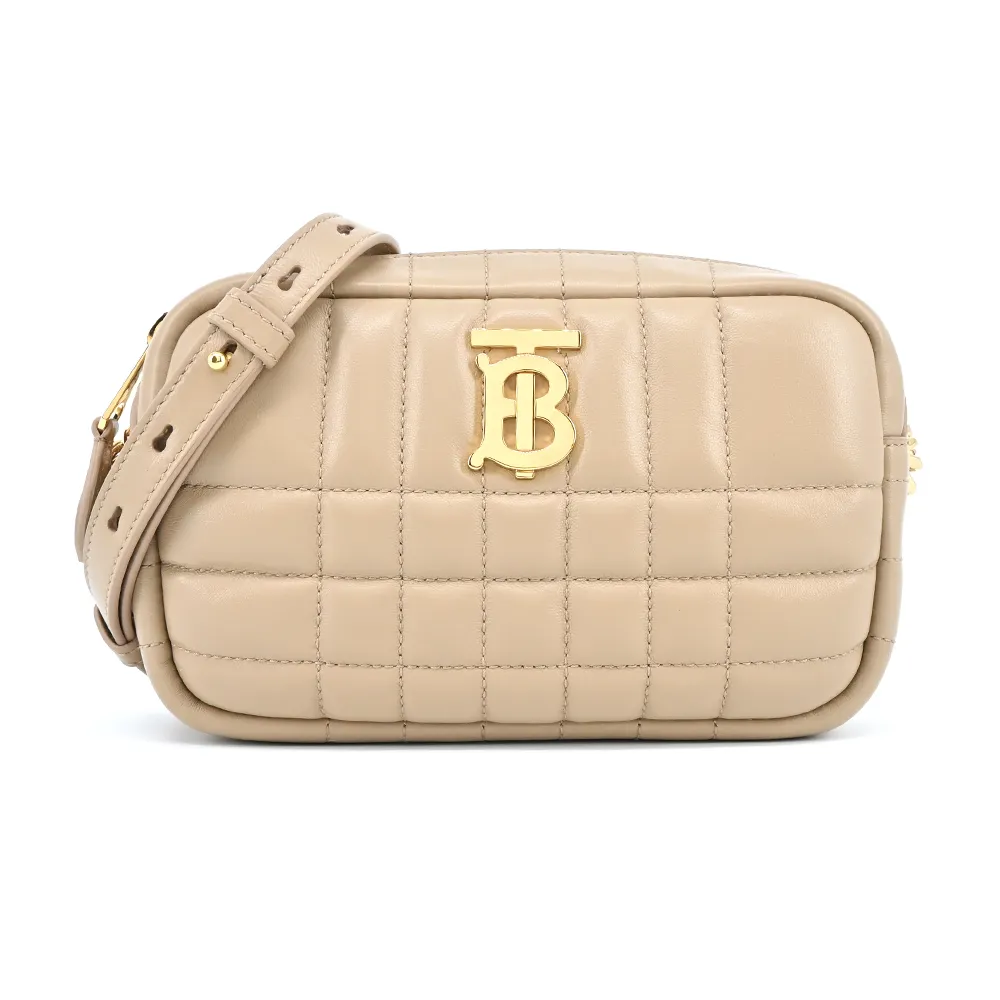 BURBERRY Lola TB LOGO 經典格紋毛料小號鍊帶肩背/斜背包(卡其) 歷史價格詳細信息