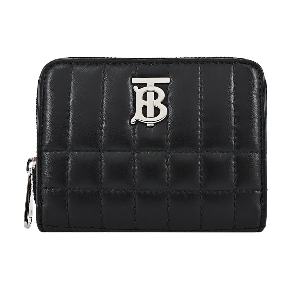 BURBERRY  Lola TB LOGO格紋絎縫羔羊拉鍊零錢包(任選) 歷史價格詳細信息
