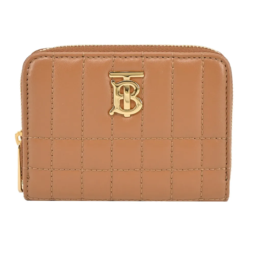 BURBERRY Lola 金字縫線小羊皮翻蓋三折短夾(楓葉棕) 80623761 歷史價格詳細信息
