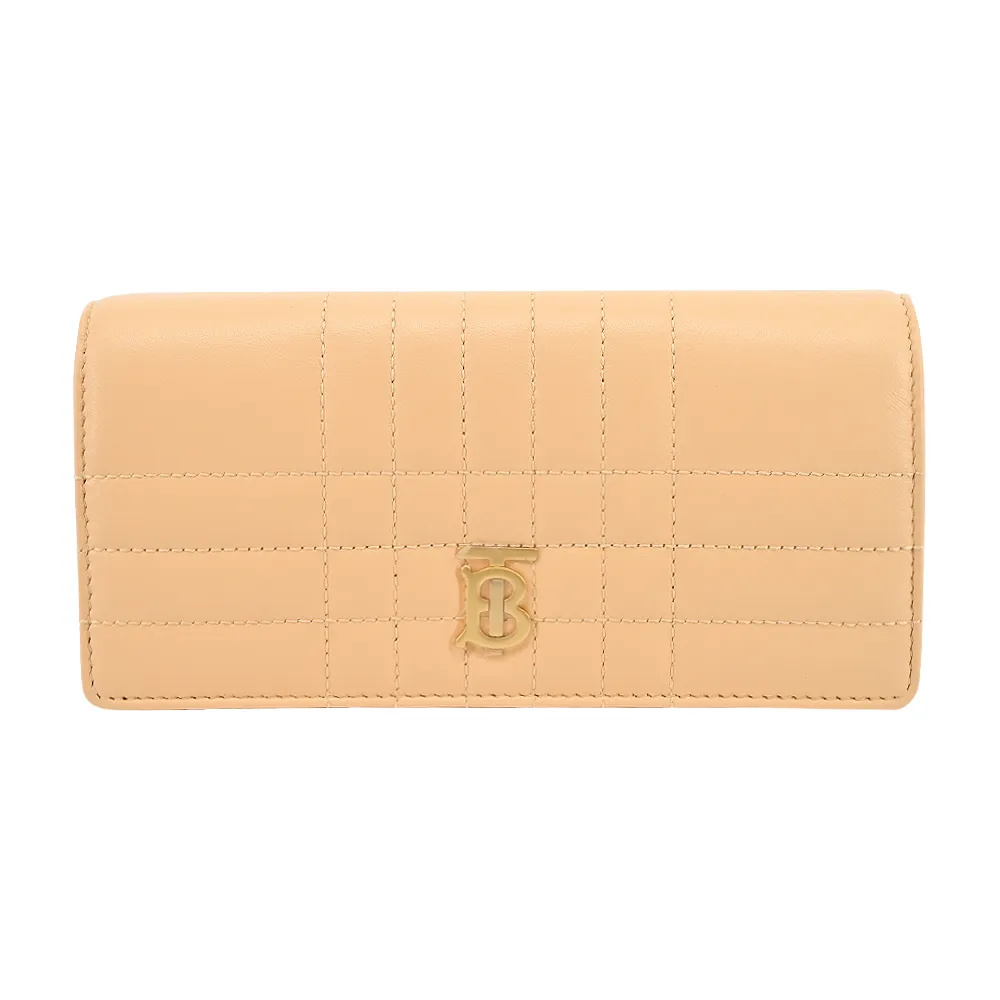 BURBERRY Lola 金字縫線小羊皮翻蓋三折短夾(楓葉棕) 80623761 歷史價格詳細信息