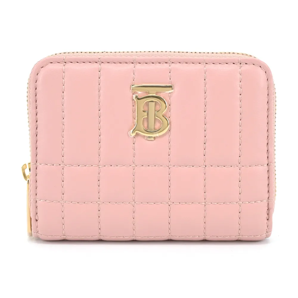 BURBERRY  Lola TB LOGO格紋絎縫羔羊拉鍊零錢包(任選) 歷史價格詳細信息