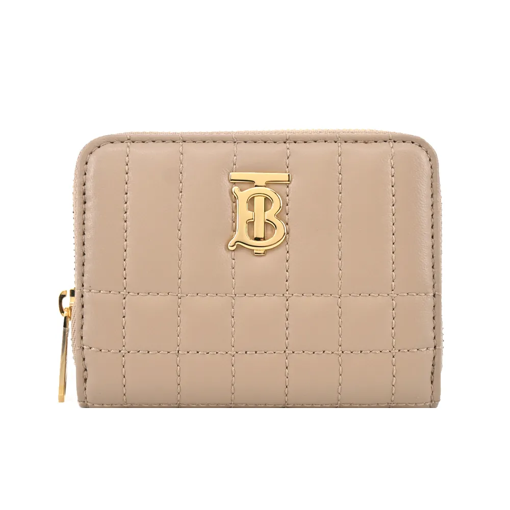 BURBERRY  Lola TB LOGO格紋絎縫羔羊拉鍊零錢包(任選) 歷史價格詳細信息