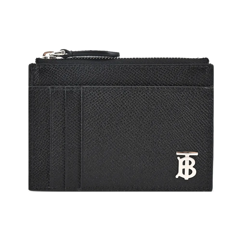BURBERRY  TB 銀字LOGO粒面小牛皮零錢/卡片夾(黑色) 歷史價格詳細信息