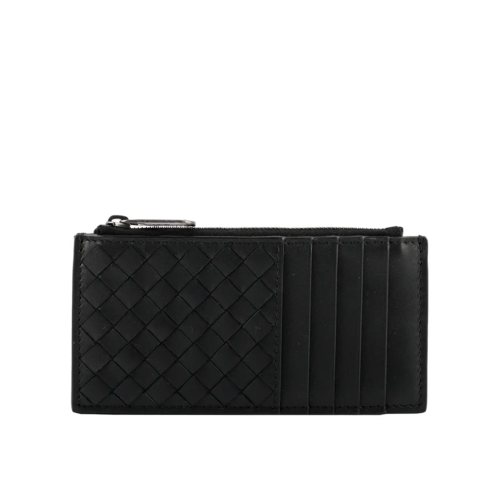 BOTTEGA VENETA 小羊皮拉鏈零錢包/卡夾(黑色) 258468 V001N 1000 歷史價格詳細信息