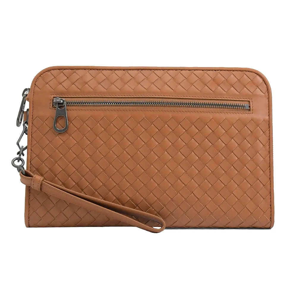 BOTTEGA VENETA 編織羊皮中款手拿包/收納包(黑色) 522429 V001N 1000 歷史價格詳細信息