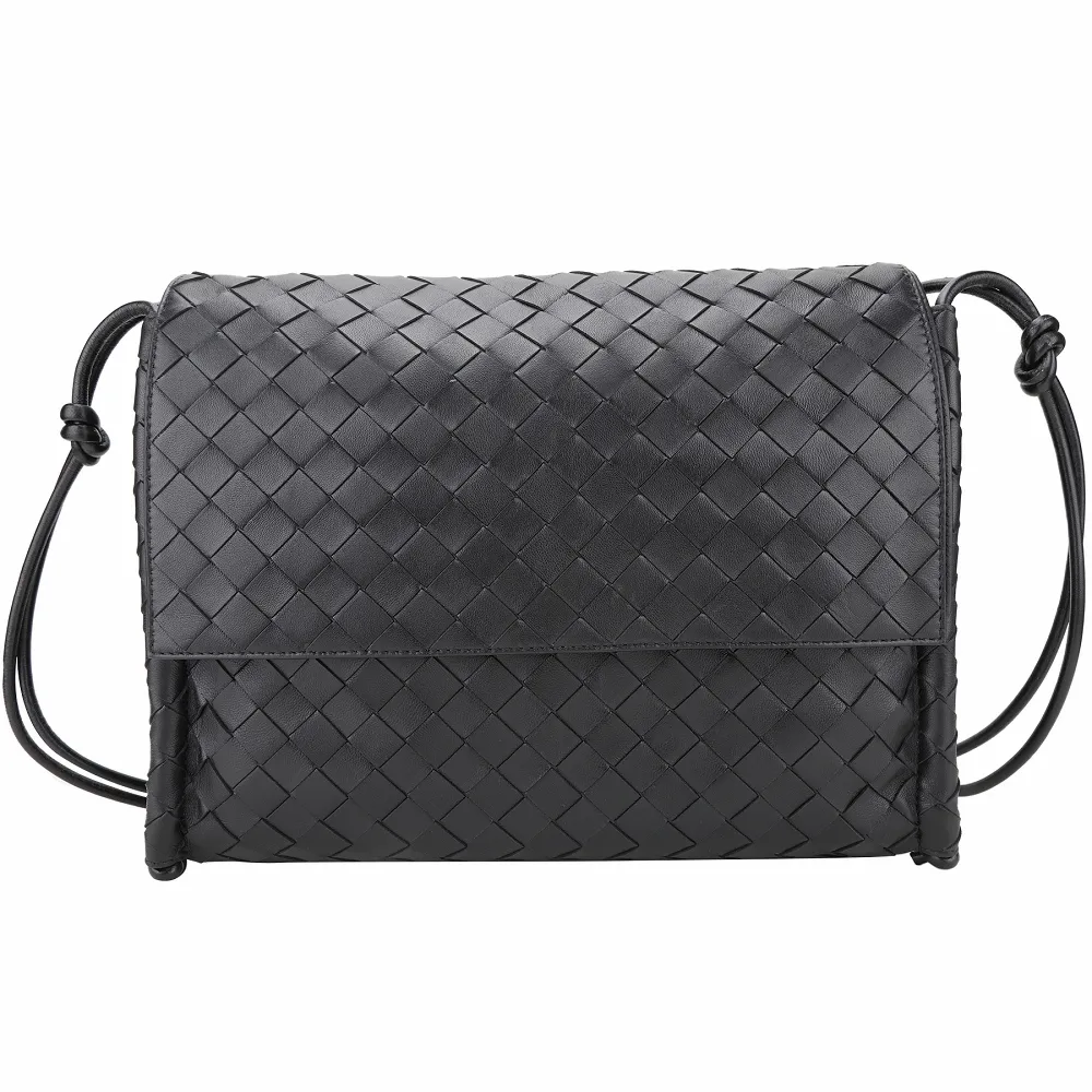 BV BOTTEGA VENETA Brick Cassette 小羊皮大格編織肩背腋下包(黑色) 歷史價格詳細信息