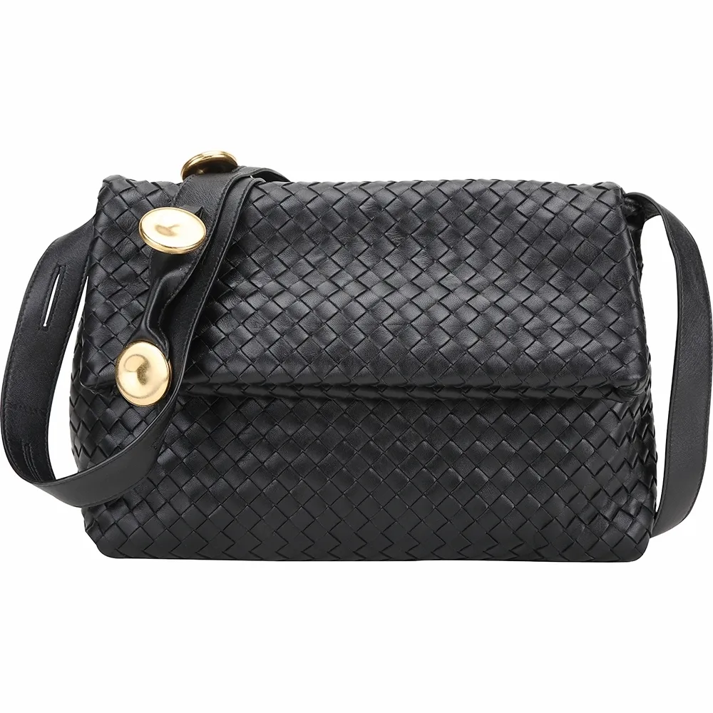 BV BOTTEGA VENETA Brick Cassette 小羊皮大格編織肩背腋下包(黑色) 歷史價格詳細信息