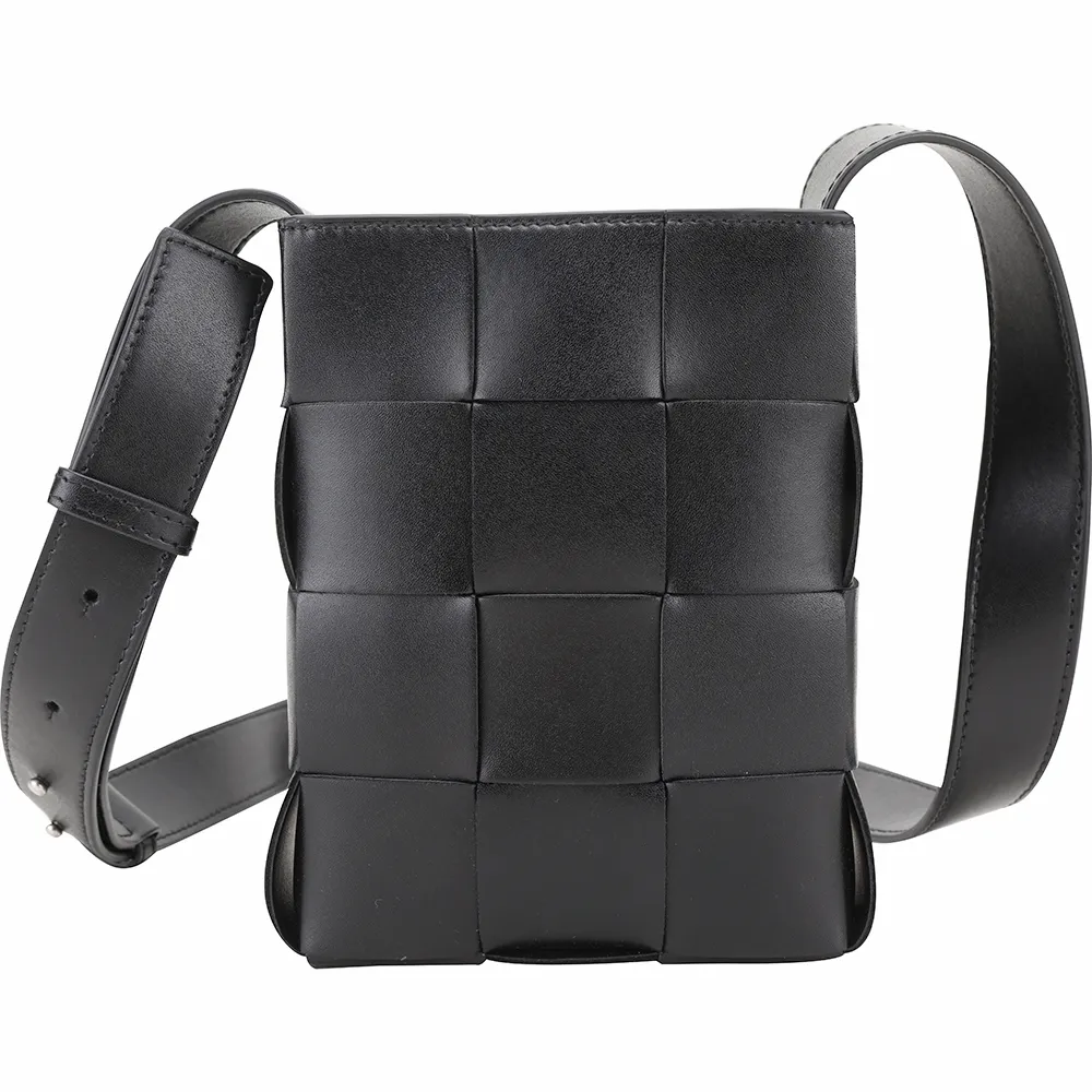 BOTTEGA VENETA 小款Cassette羊皮及牛皮暗釦式二折短夾(黑色) 742698 VCQC4 8425 歷史價格詳細信息