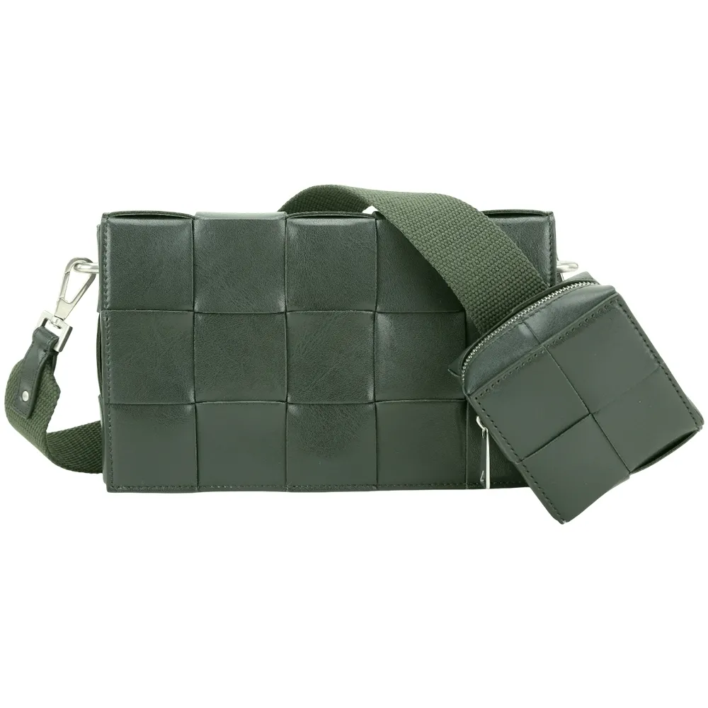 BOTTEGA VENETA Cassette BV 水牛皮編織翻蓋斜背包(棕色) 歷史價格詳細信息