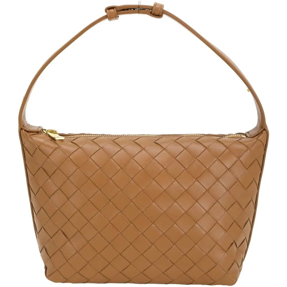 BV BOTTEGA VENETA Brick Cassette 小羊皮大格編織肩背腋下包(黑色) 歷史價格詳細信息