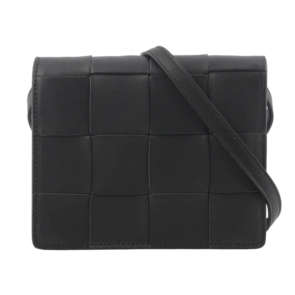 BOTTEGA VENETA 小款Cassette羊皮及牛皮暗釦式二折短夾(黑色) 742698 VCQC4 8425 歷史價格詳細信息