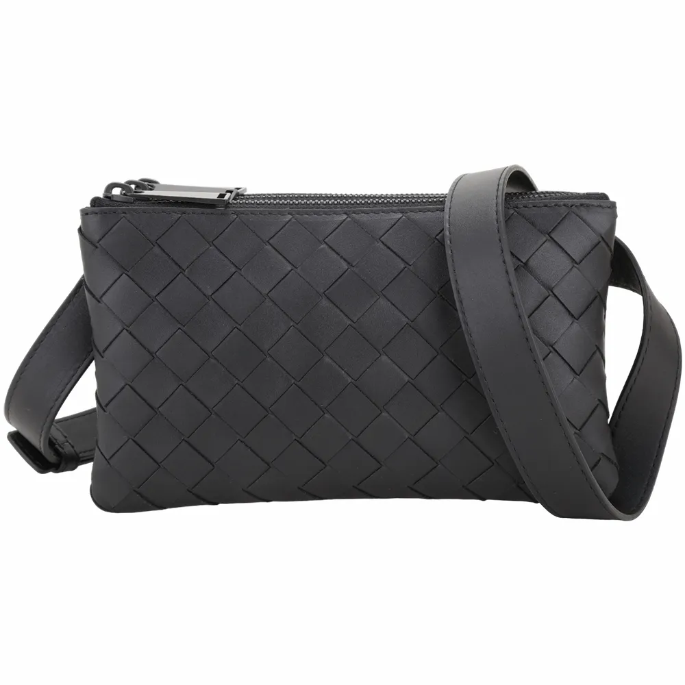 BV BOTTEGA VENETA Brick Cassette 小羊皮大格編織肩背腋下包(黑色) 歷史價格詳細信息