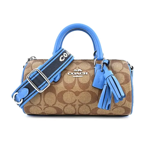 COACH Lacey 拼色皮革復古流蘇掛飾兩用圓筒包(迷你/酒紅) 歷史價格詳細信息