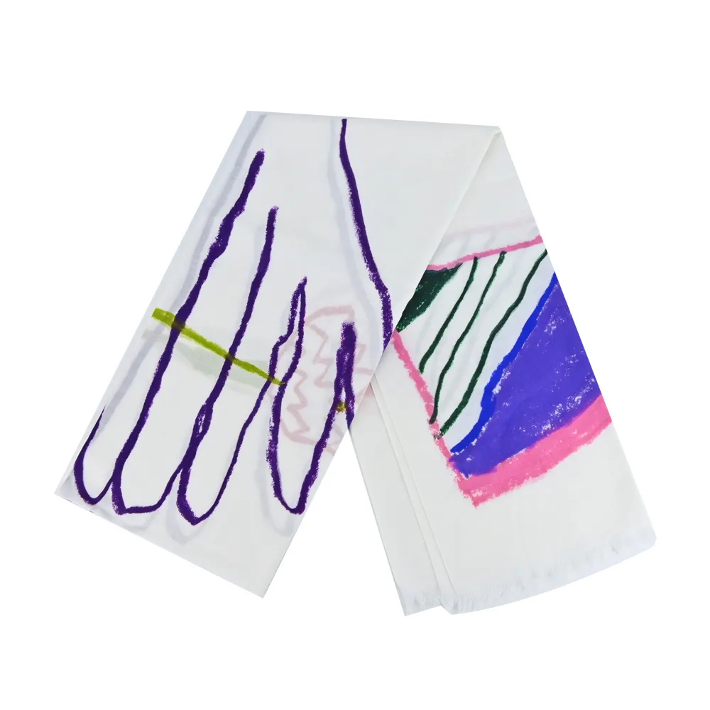 ISSEY MIYAKE 三宅一生me 水彩塗鴉披肩圍巾-白紫 歷史價格詳細信息