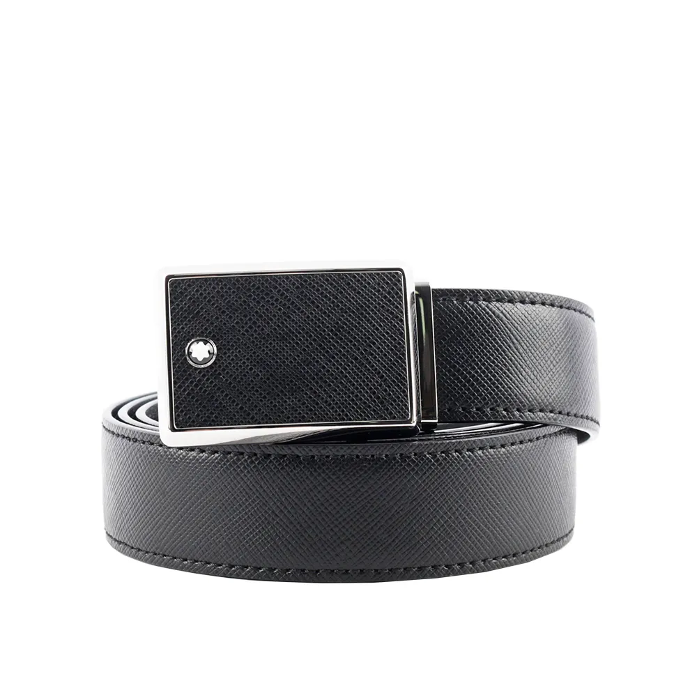 MONTBLANC 方形搭釦鍍鈀針式雙面可用皮帶(黑色/棕色) 128138 歷史價格詳細信息