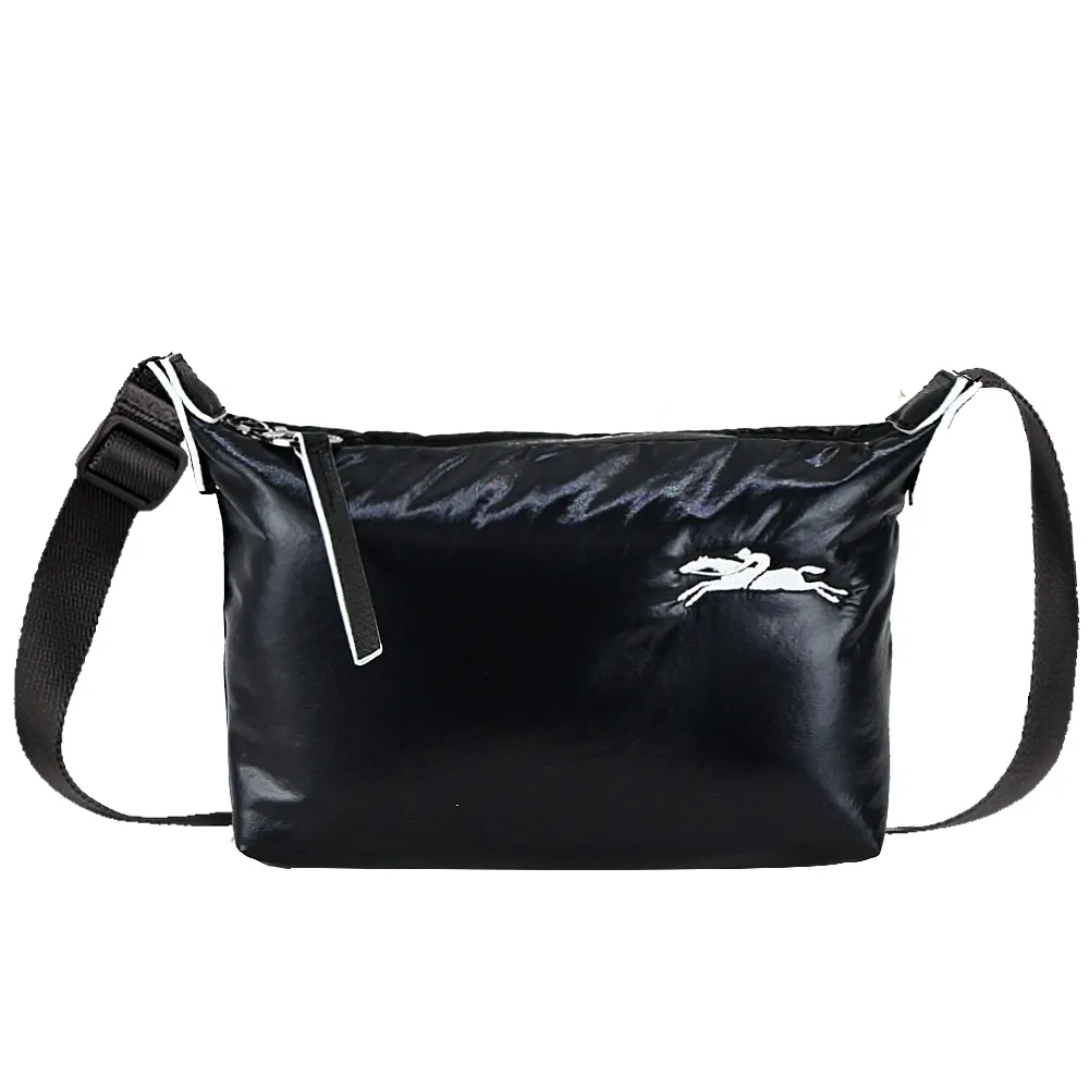 LONGCHAMP LE PLIAGE ALPIN系列尼龍帆布刺繡短把兩用水餃包(小/黑) 歷史價格詳細信息