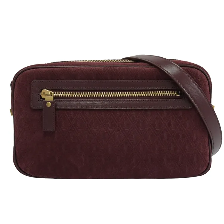 YSL 568604 Monogram All Over 絨面斜背馬鞍包.酒紅 歷史價格詳細信息