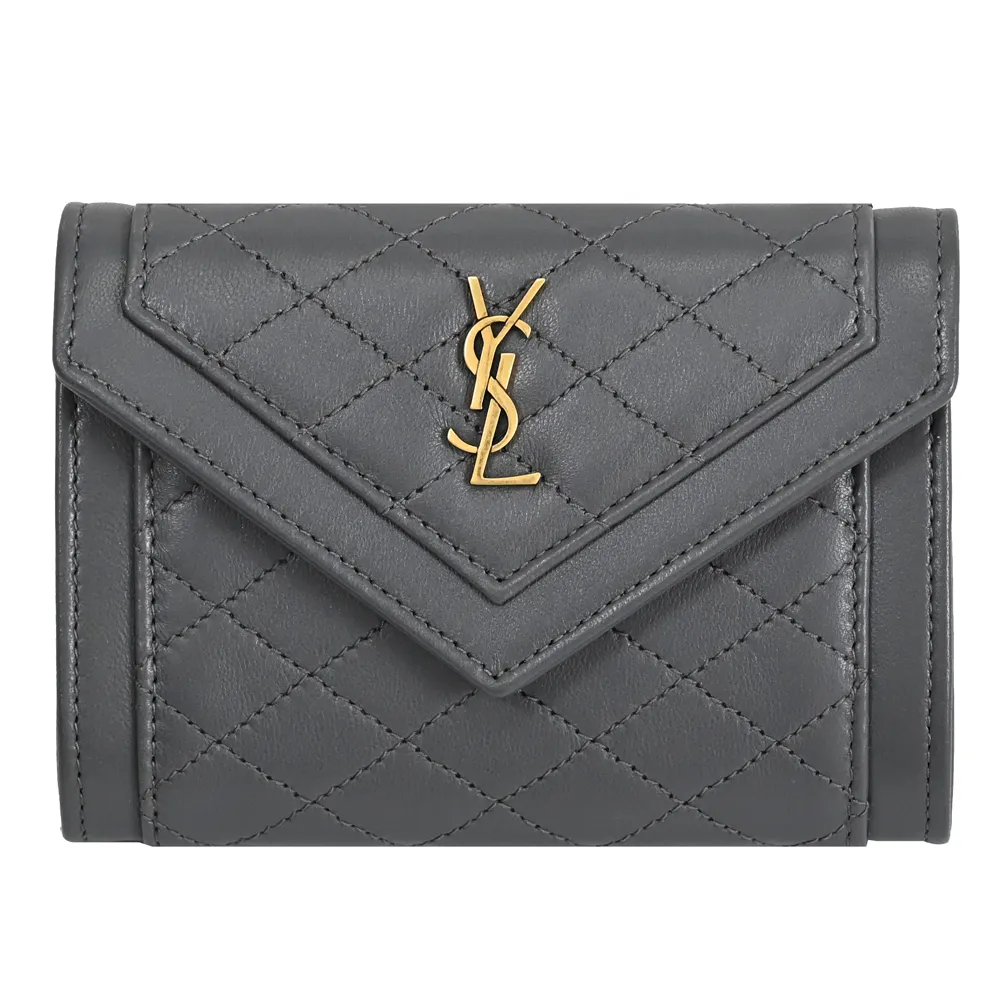 YSL 686694 經典LOGO菱格縫線羊皮信封扣式長夾.深綠 歷史價格詳細信息