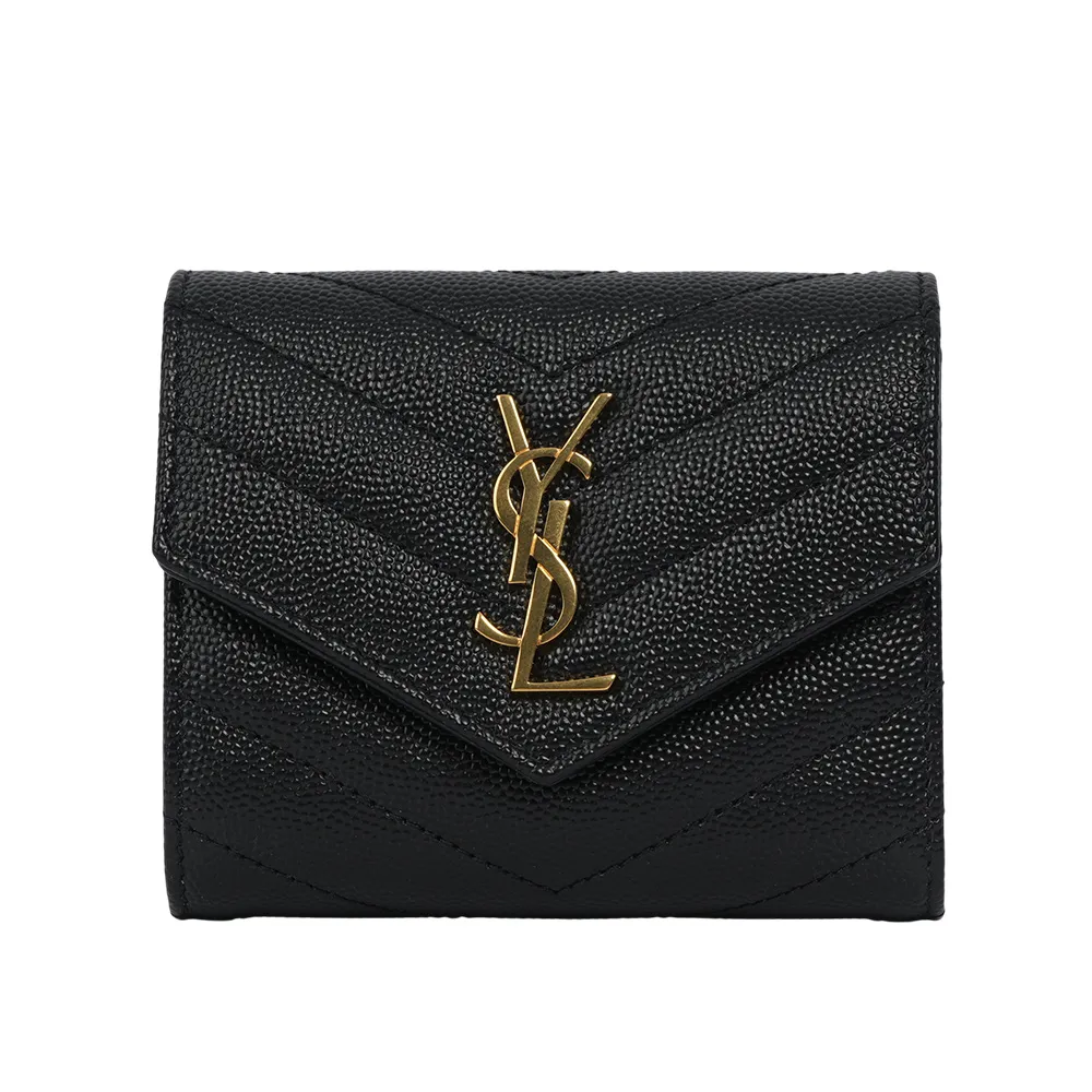 YSL 山形紋荔枝皮金字logoㄇ型拉鏈長夾(黑色) 358094 BOW01 1000 歷史價格詳細信息