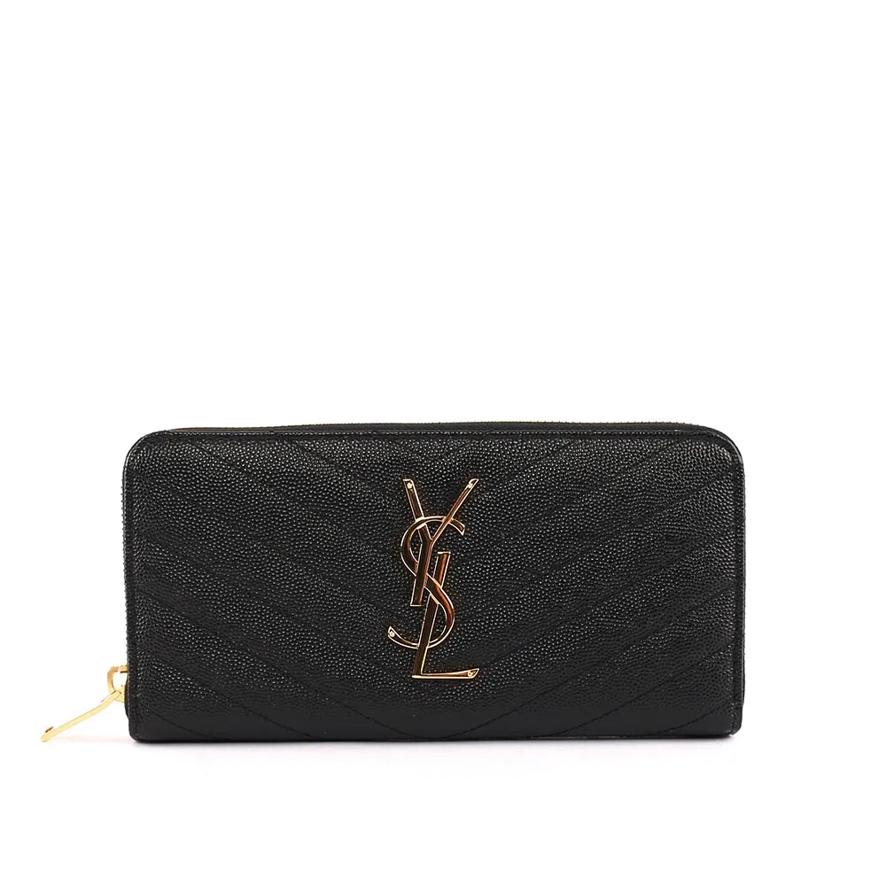 YSL 358094 MONOGRAM V字紋牛皮拉鍊式長夾.灰/金 歷史價格詳細信息