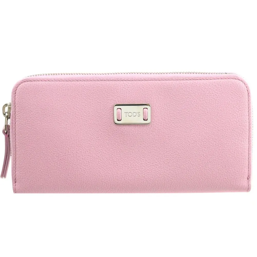 TODS Leather Zip 金屬LOGO防刮牛皮拉鍊長夾.藕粉色 歷史價格詳細信息