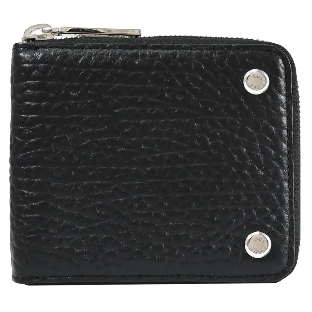 TODS 經典荔枝牛皮附鍊風琴式零錢短夾.黑 歷史價格詳細信息