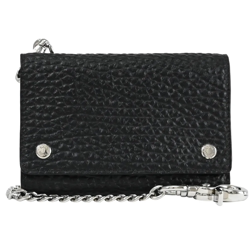 TODS 經典荔枝牛皮附鍊風琴式零錢短夾.黑 歷史價格詳細信息