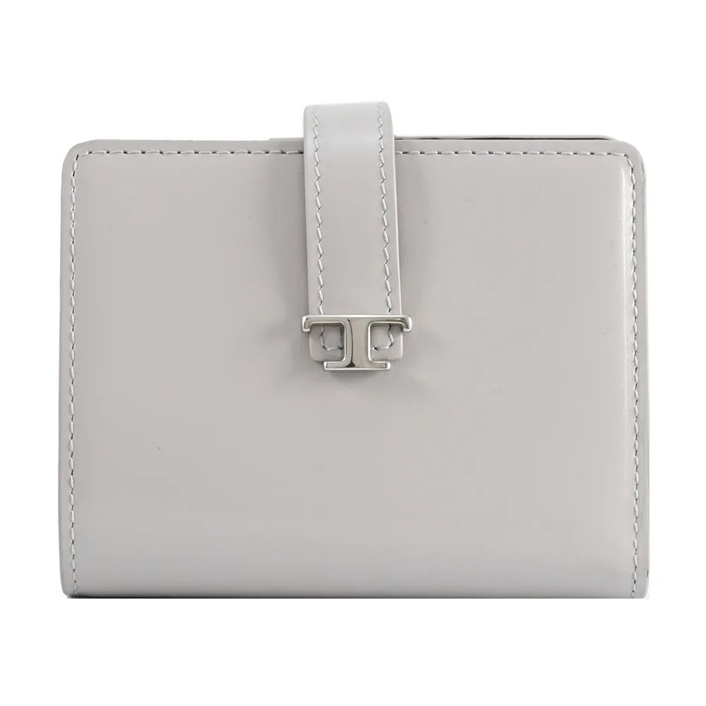 TODS T Timeless 金屬LOGO小牛皮對開釦式長夾.裸粉 歷史價格詳細信息