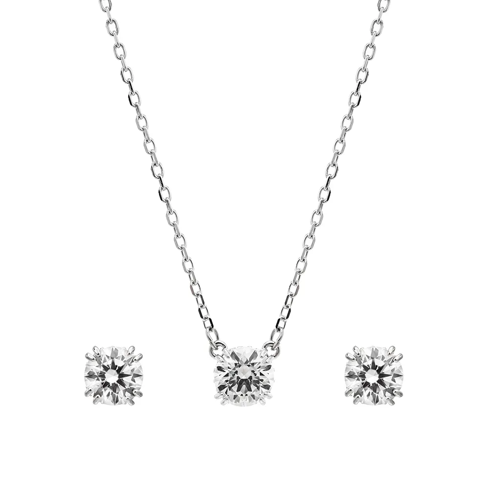 SWAROVSKI 施華洛世奇 Constella 套裝 圓形切割 白色 鍍白金色 歷史價格詳細信息