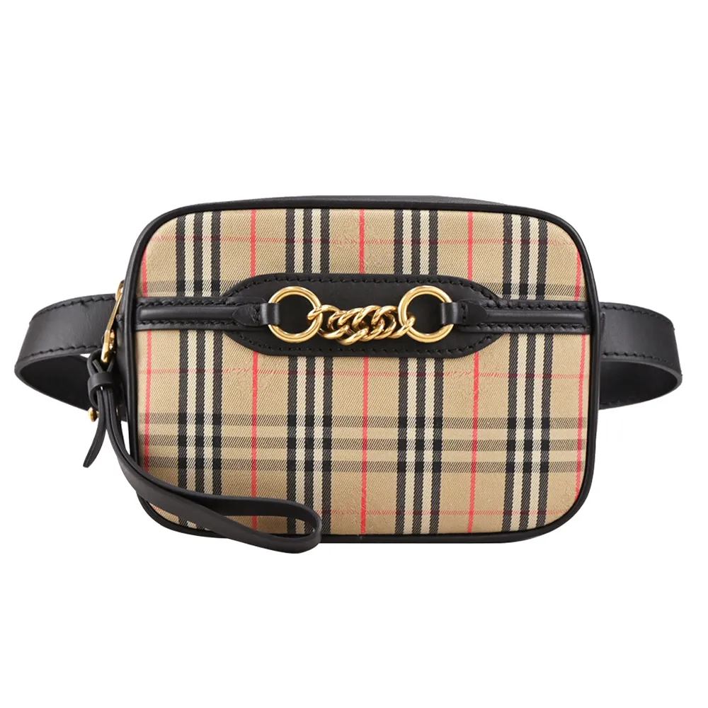 BURBERRY THE BABY BANNER HOUSE格紋皮革包(駝色) 80670511 歷史價格詳細信息