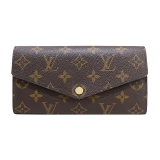 Louis Vuitton Sarah 經典LOGO牛皮壓花皮革襯裡信封長夾(黑色) 歷史價格詳細信息