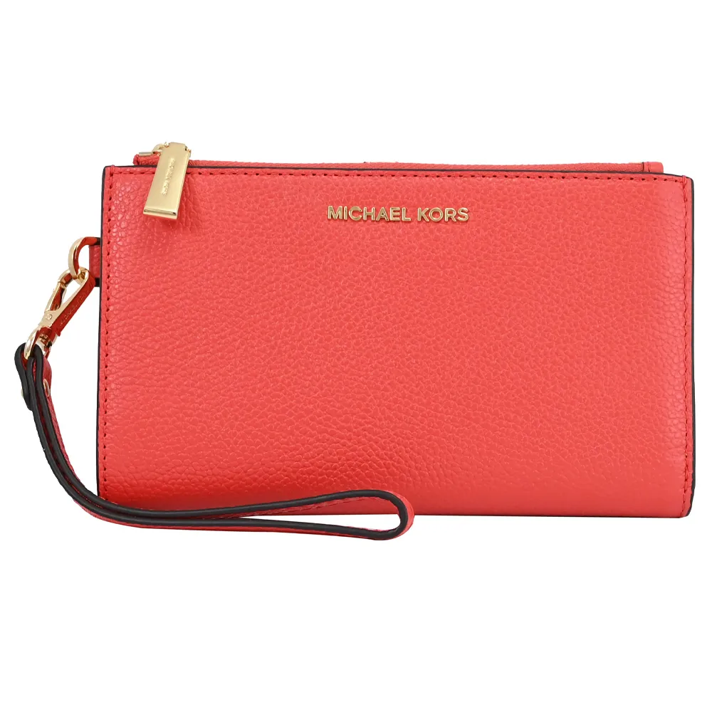 MICHAEL KORS Jet Set 荔枝皮革手提式雙拉鍊長夾.粉橘 歷史價格詳細信息