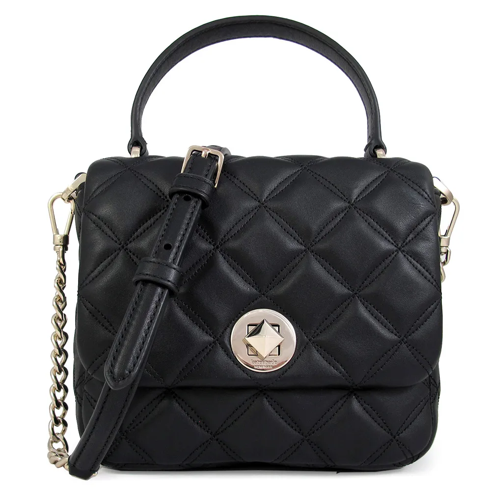 Kate Spade Natalia 菱格紋皮革轉釦翻蓋斜背包(黑色) WLRU6342 001 廠商直送 現貨 歷史價格詳細信息