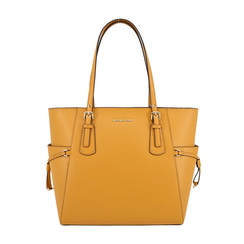 MICHAEL KORS VOYAGER 金屬LOGO印花肩背托特包.棕色/白 歷史價格詳細信息