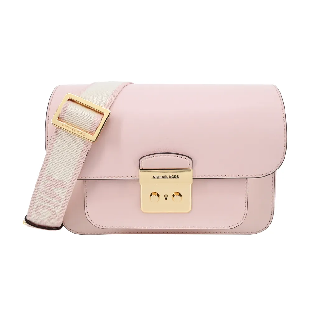 MICHAEL KORS Sloan 菱格紋皮革撞色斜背包-小/黑白(展示品) 歷史價格詳細信息