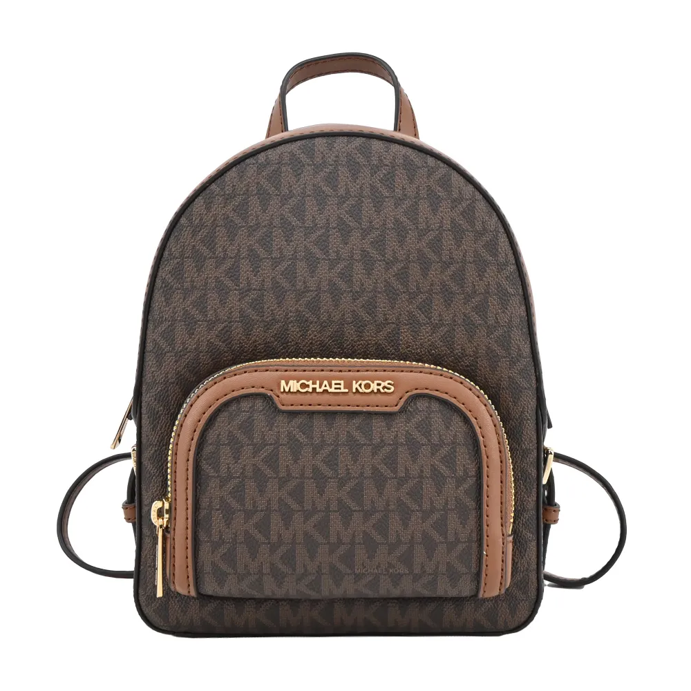 MICHAEL KORS JAYCEE 金字Logo滿版MK咖啡X馬鞍棕色三用包(手提/斜/後背) 歷史價格詳細信息