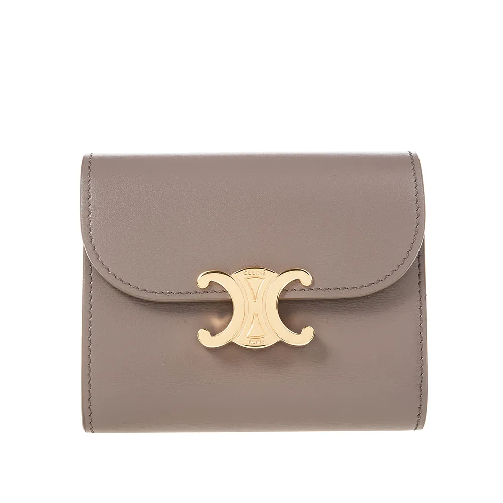 CELINE 新款光滑牛皮革CUIR TRIOMPHE COMPACT拉鍊錢包 (黃褐色) 歷史價格詳細信息