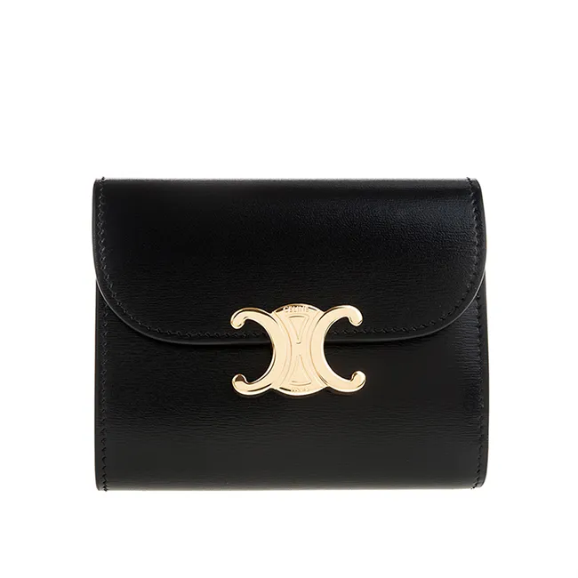 CELINE 新款TRIOMPHE 帆布凱旋門LOGO金釦對折短夾 (米棕色) 歷史價格詳細信息