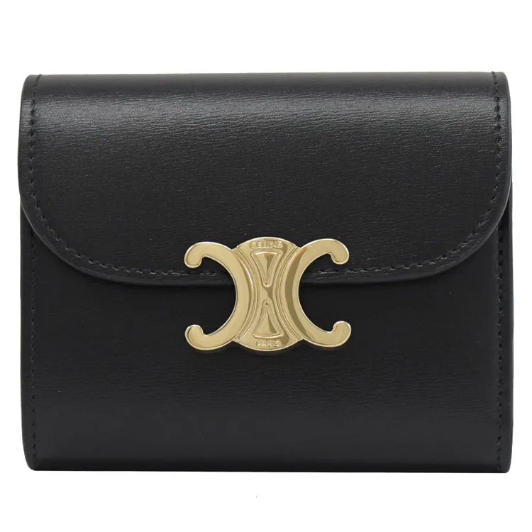 CELINE 燙金LOGO防刮扣式對開寬版中夾.紅/黑 歷史價格詳細信息