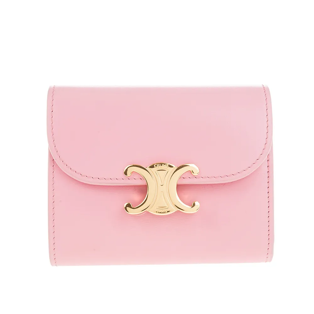 CELINE 新款TRIOMPHE 帆布凱旋門LOGO金釦對折短夾 (米棕色) 歷史價格詳細信息