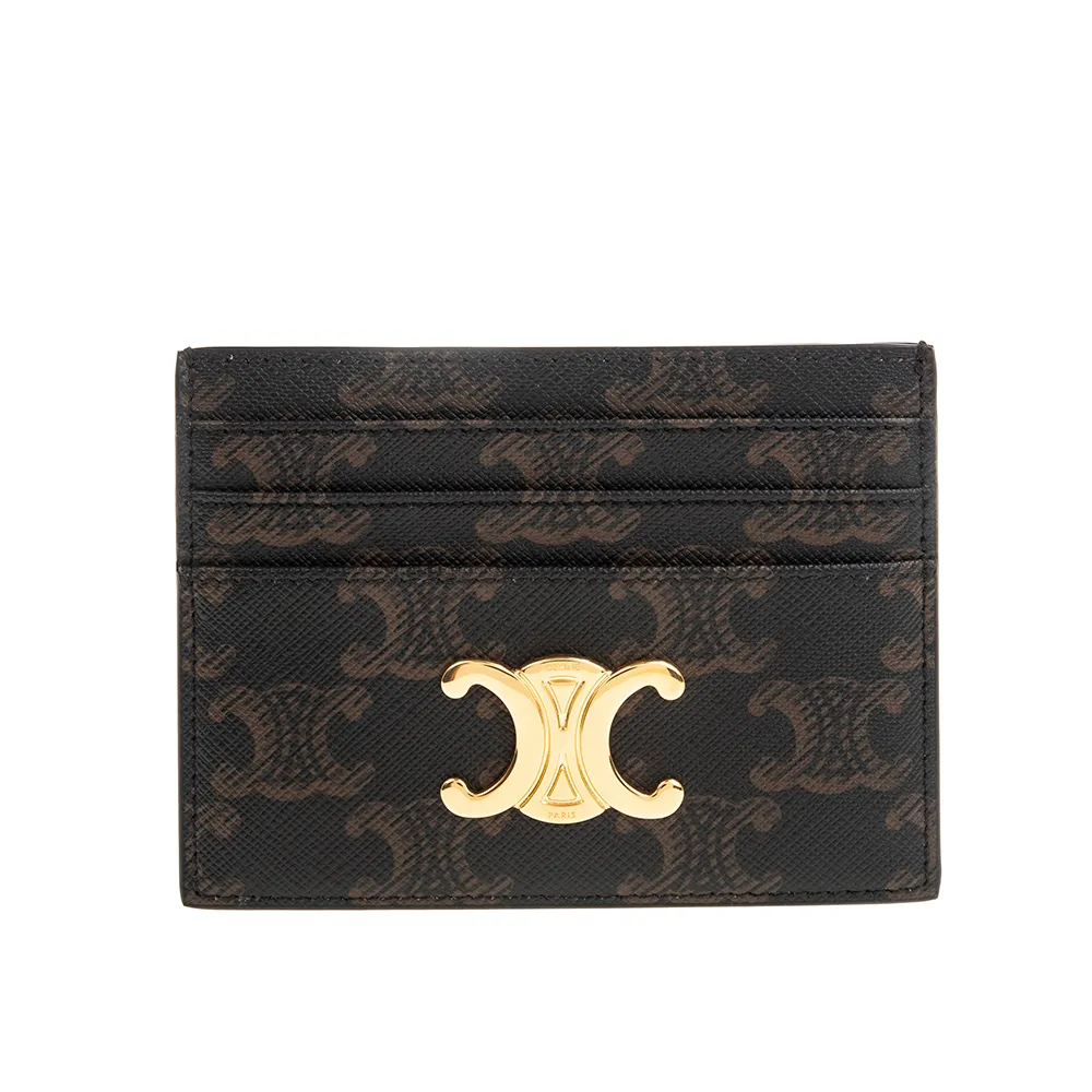 CELINE 新款TRIOMPHE 帆布凱旋門LOGO金釦對折短夾 (米棕色) 歷史價格詳細信息