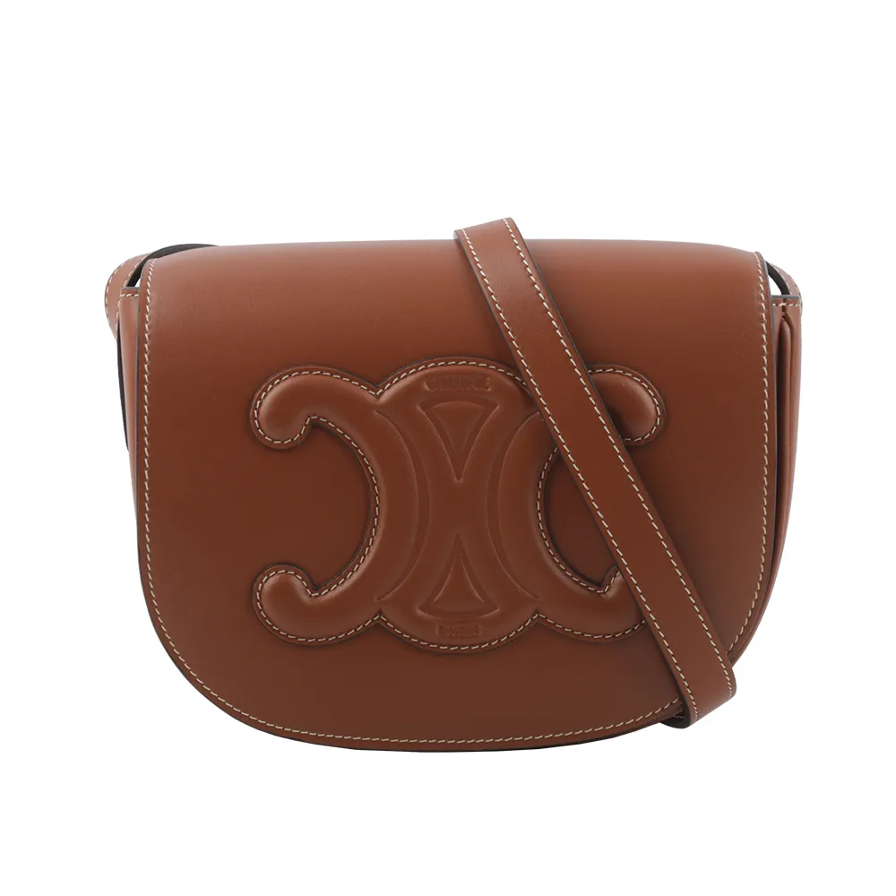 Celine 198243 小款 Cuir 小牛皮凱旋門水桶包 黃褐色 歷史價格詳細信息